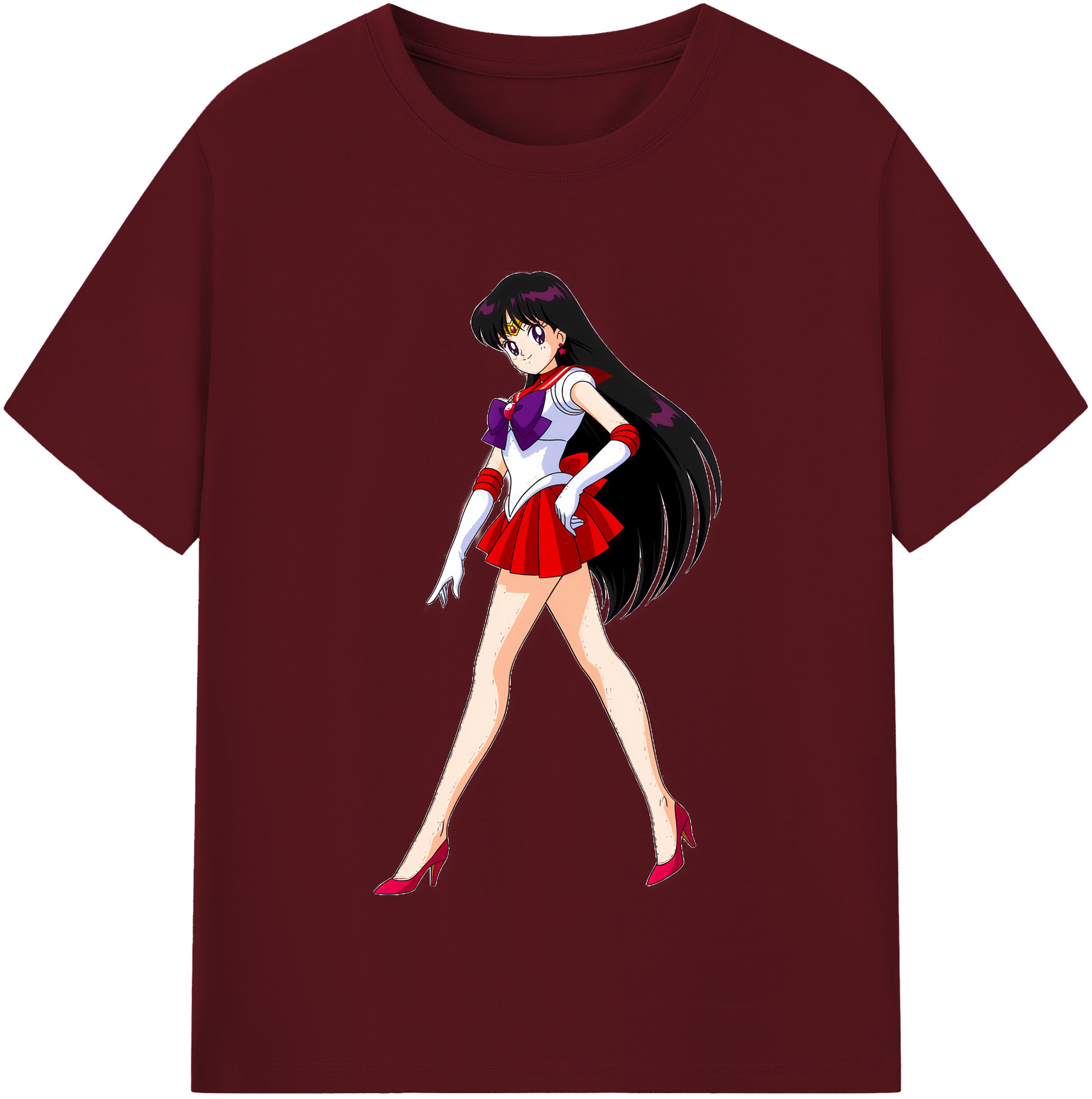 （画像用） 美少女戦士セーラームーン 火野レイ ひの レイ Sailor Moon Hino Rei （セーラーマーズ,Sailor Mars） 綿100％半袖Tシャツ（フロントプリント）